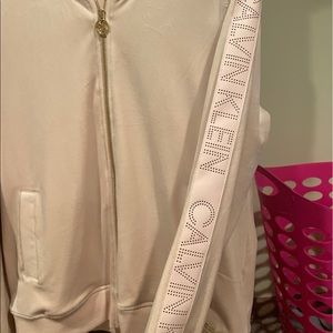 Calvin Klein Velvet Pink Zip-up Jacket, Size:M